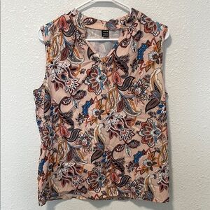 SHEIN Cream and Brown Notched Collar Blouse